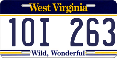 WV license plate 1OI263