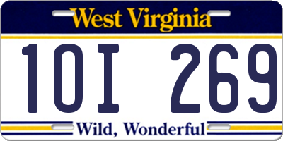 WV license plate 1OI269