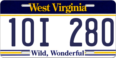 WV license plate 1OI280
