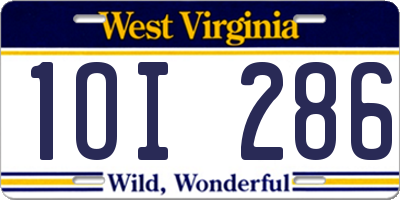WV license plate 1OI286