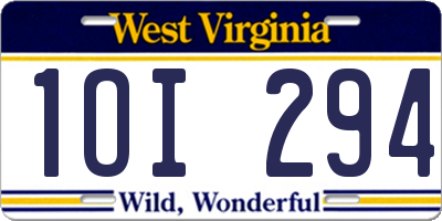 WV license plate 1OI294
