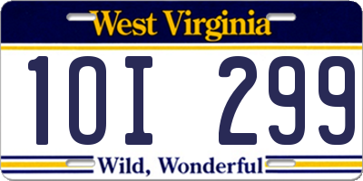 WV license plate 1OI299