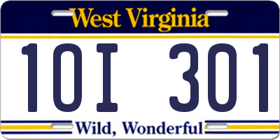 WV license plate 1OI301