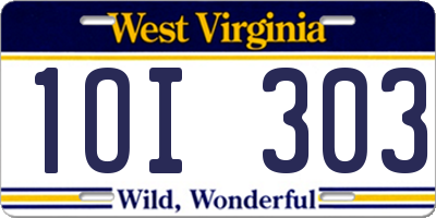WV license plate 1OI303
