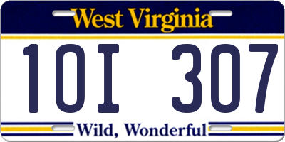 WV license plate 1OI307