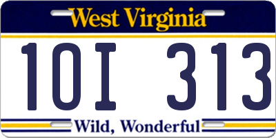 WV license plate 1OI313
