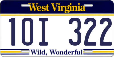 WV license plate 1OI322