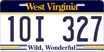 WV license plate 1OI327