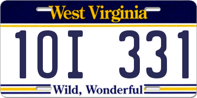 WV license plate 1OI331