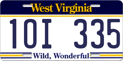 WV license plate 1OI335