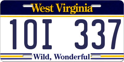 WV license plate 1OI337