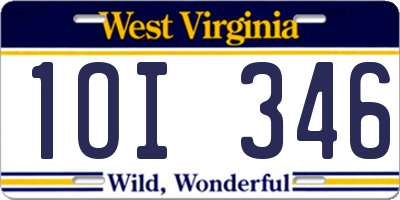 WV license plate 1OI346