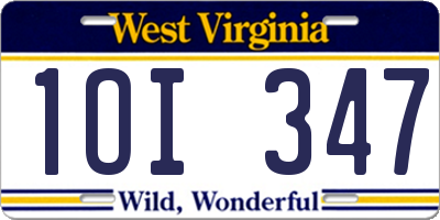 WV license plate 1OI347