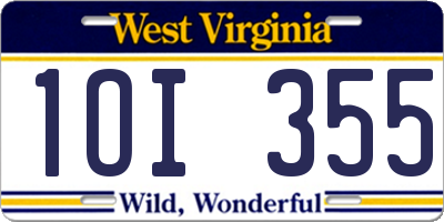 WV license plate 1OI355