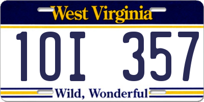 WV license plate 1OI357
