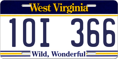 WV license plate 1OI366
