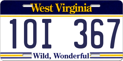 WV license plate 1OI367