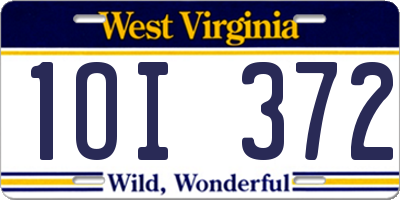WV license plate 1OI372