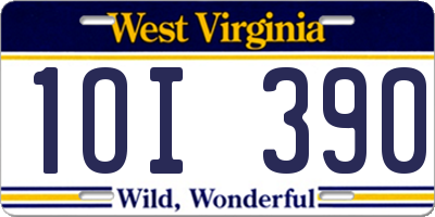 WV license plate 1OI390