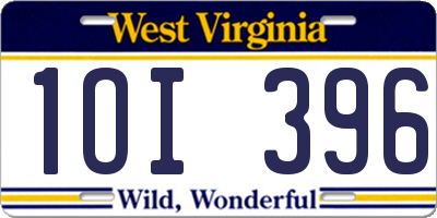 WV license plate 1OI396