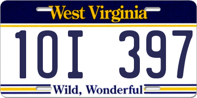 WV license plate 1OI397