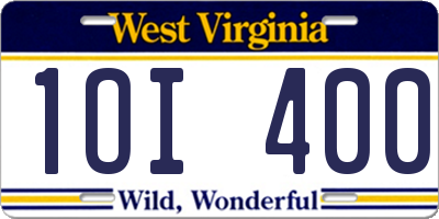 WV license plate 1OI400