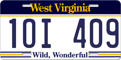 WV license plate 1OI409