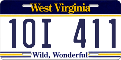 WV license plate 1OI411