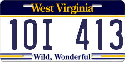 WV license plate 1OI413