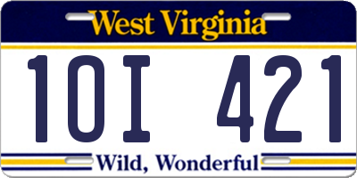 WV license plate 1OI421