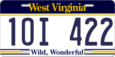 WV license plate 1OI422