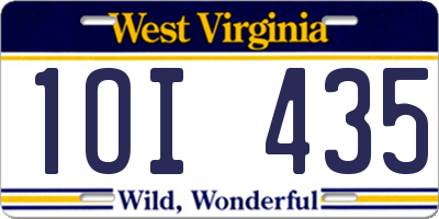 WV license plate 1OI435