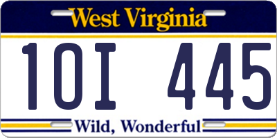 WV license plate 1OI445