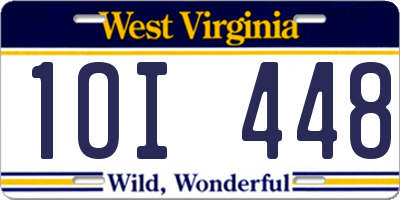 WV license plate 1OI448