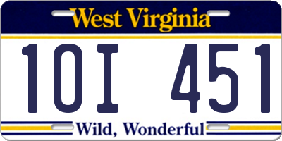 WV license plate 1OI451
