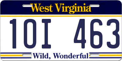 WV license plate 1OI463