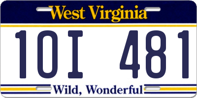 WV license plate 1OI481