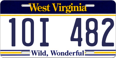 WV license plate 1OI482