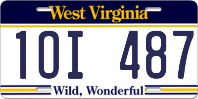 WV license plate 1OI487