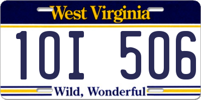 WV license plate 1OI506