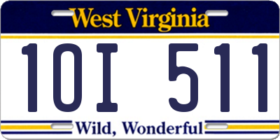 WV license plate 1OI511