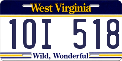 WV license plate 1OI518