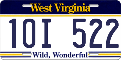 WV license plate 1OI522