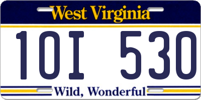 WV license plate 1OI530