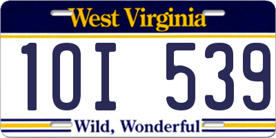 WV license plate 1OI539