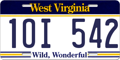 WV license plate 1OI542