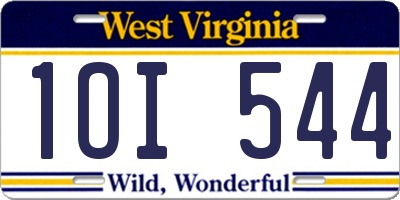 WV license plate 1OI544