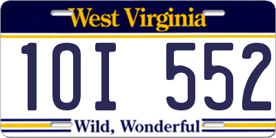 WV license plate 1OI552