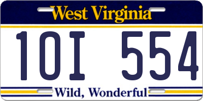 WV license plate 1OI554