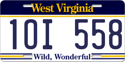 WV license plate 1OI558